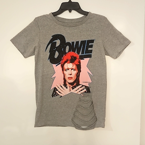 Bowie Tops - David Bowie distressed gray short sleeve graphic tee Small Ziggy Stardust